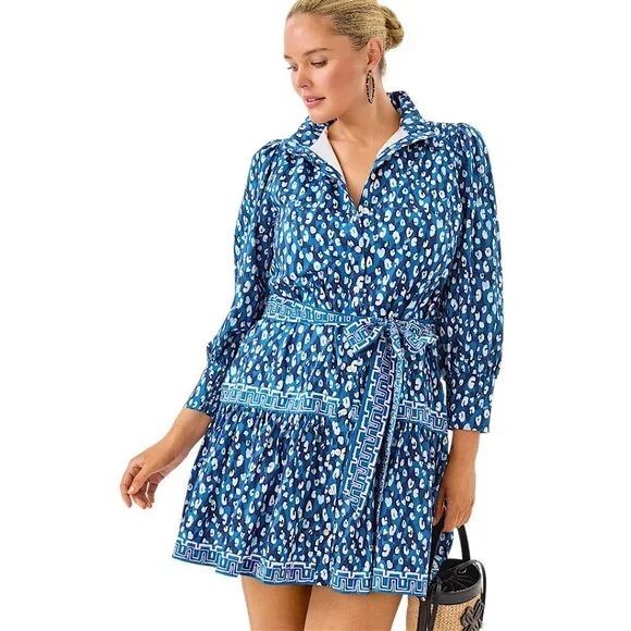 Lilly Pulitzer Drena Woven Shirtdress in Starlight Navy NWT - Size 12 - Picture 4 of 9